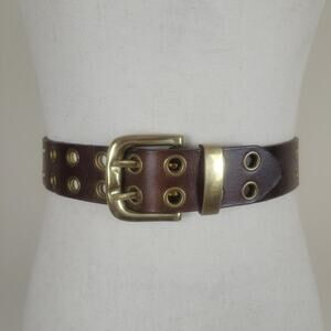 Linea Pelle Belt - Ledger / Chestnut Vintage - Medium Linea Pelle | Accessories | Vintage Brown Leather Studded  main image 3